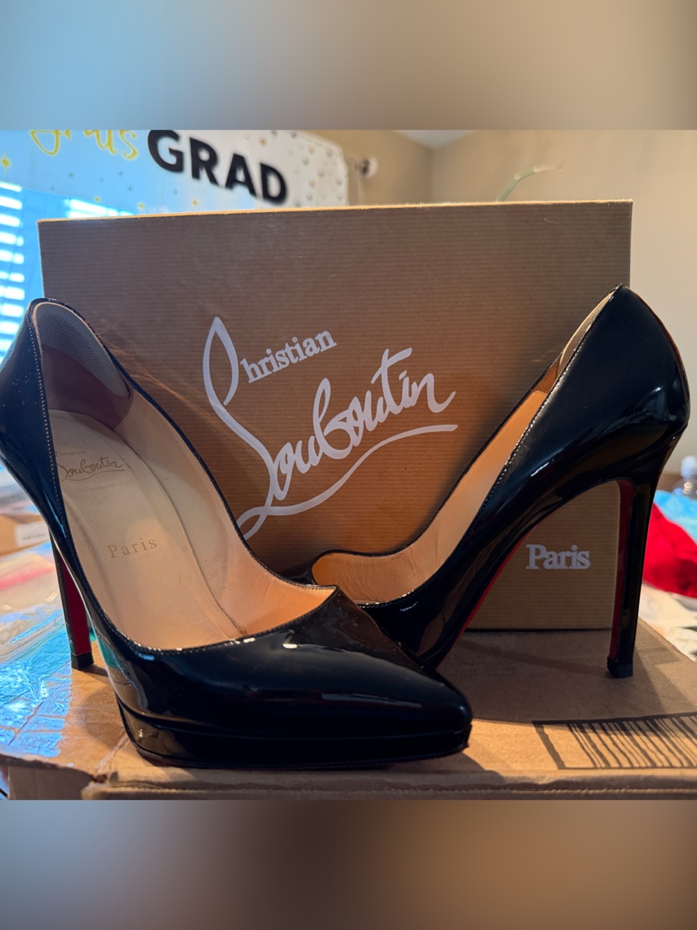 Christian Louboutin Black Patent Leather Platform Pumps | 120mm | Original Box